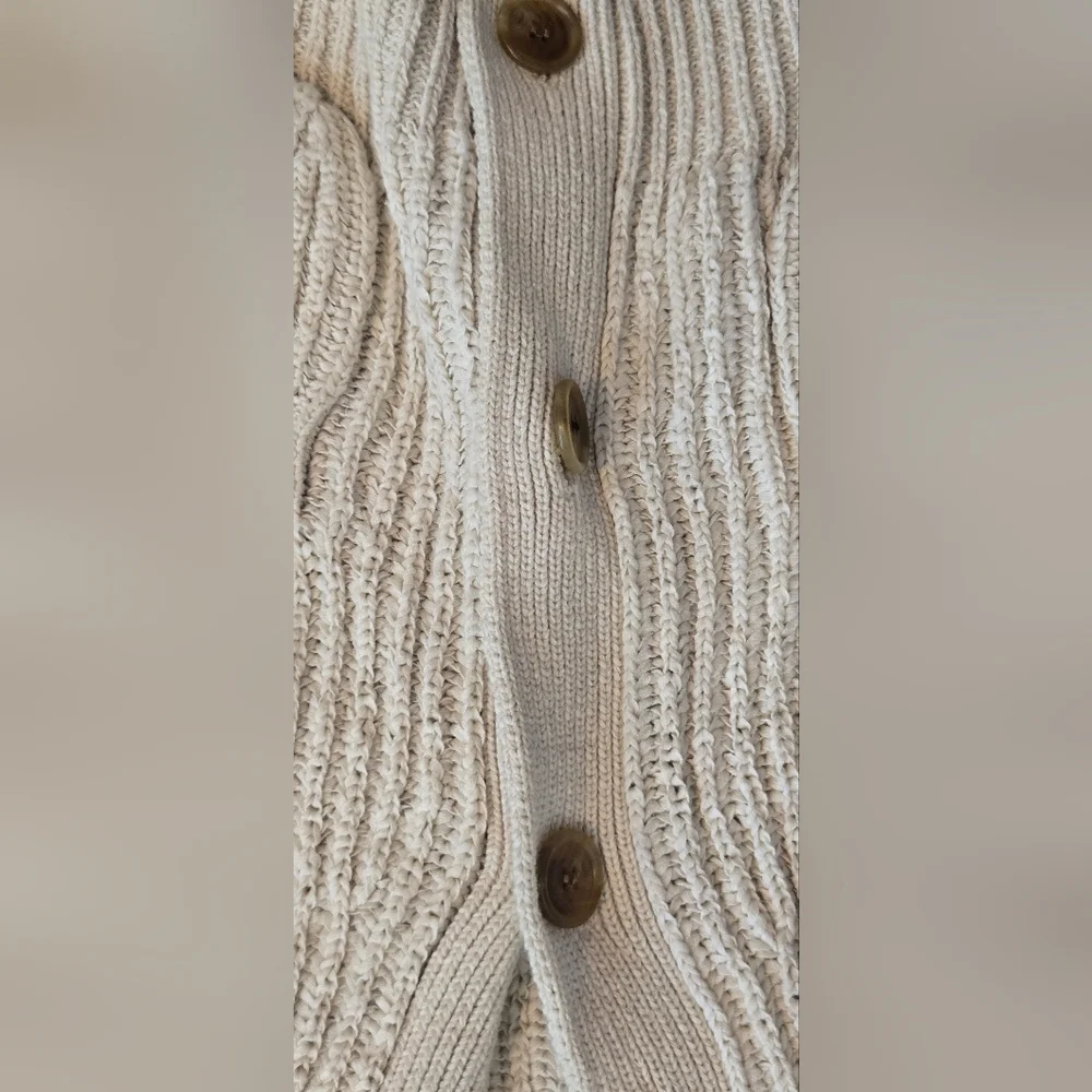 J.Crew Cropped Patch-Pocket Beach Cardigan Sweater 3X Cream Chunky Knit#0010 - Picture 5 of 8